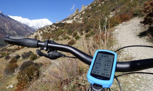 Nepal (T903): Mit dem Mountainbike rund um die Annapurna (2018): Blick aufs Garmin
